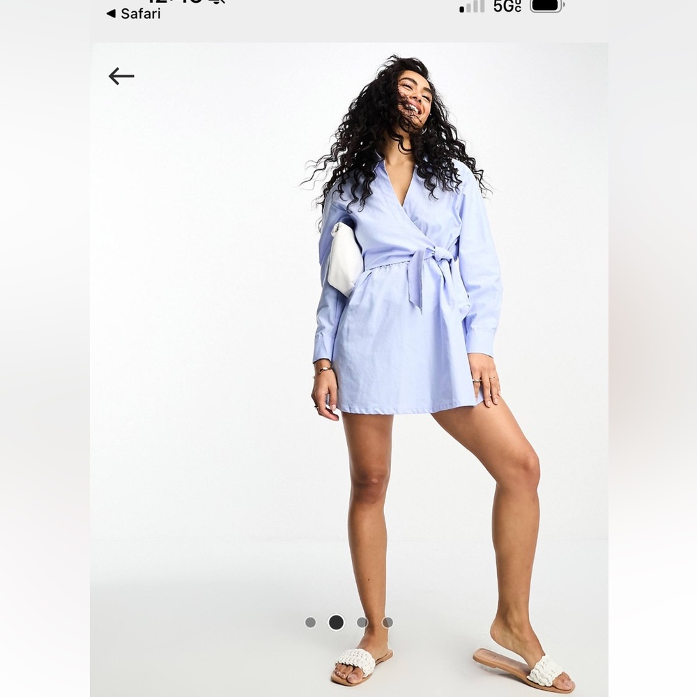 Bershka Light Blue Wrap Dress - Picture 2 of 7
